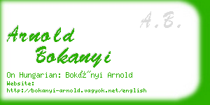 arnold bokanyi business card